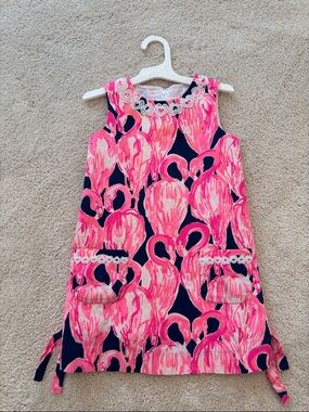 Lilly Pulitzer Navy and Hot Pink Flamingo Shift Dress